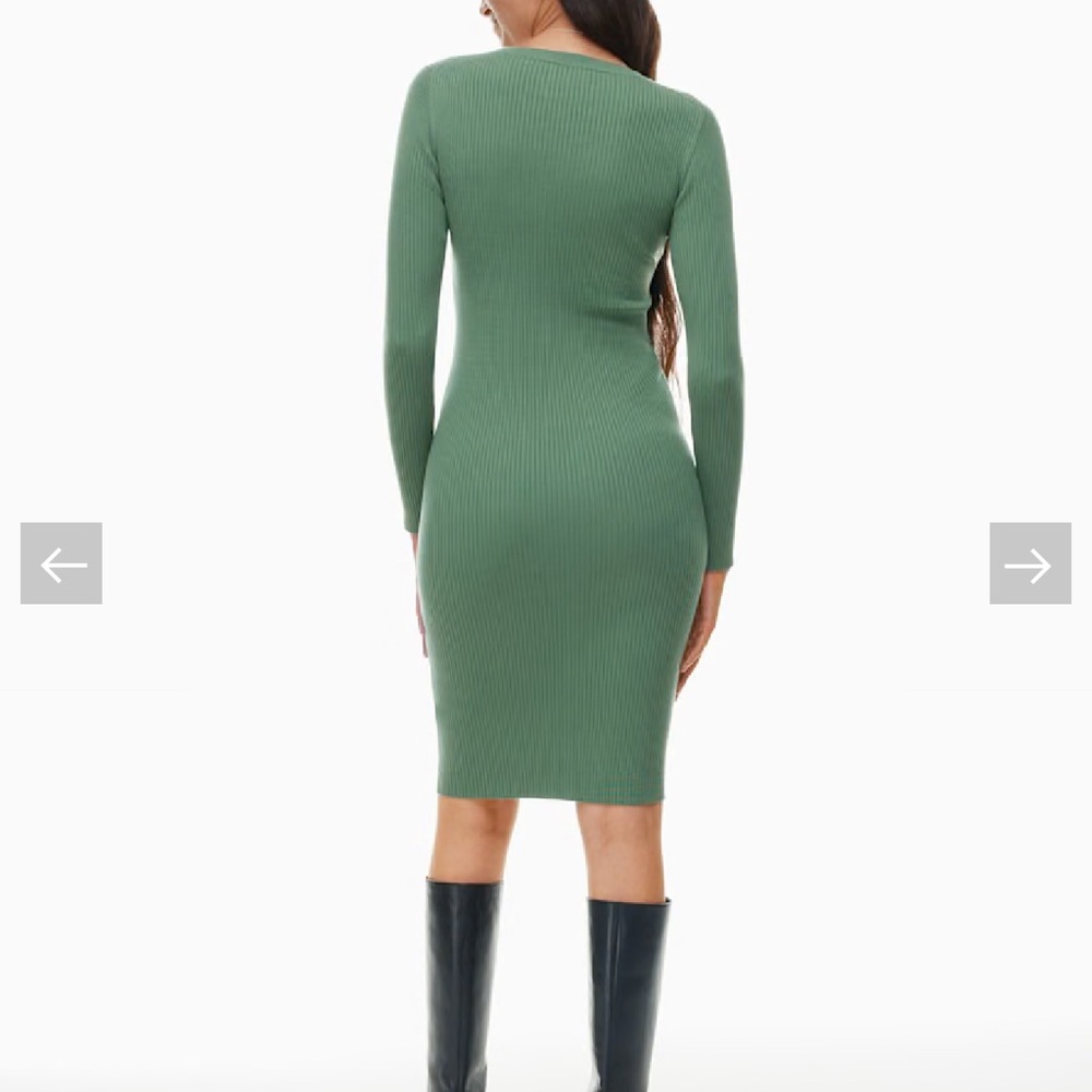 ARITZIA WILFRED Sage Green Ribbed Dress NWT! Size L - Picture 4 of 16